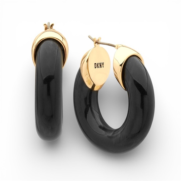 DKNY Stylish Black and Gold Earrings - Picture 5 of 5